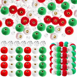 360 count Fuzzy Poms Beads for Pens Bulk Holiday Soft  Spacer and Clear Beads for DIY Bracelet  Handicrafts Making  Accessories  Easter Supplies(Red, Green, White)