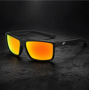 Costa Del Mar Polarized Sunglasses for Men UV400 Matte Black Frame Gold Orange Mirror Lens