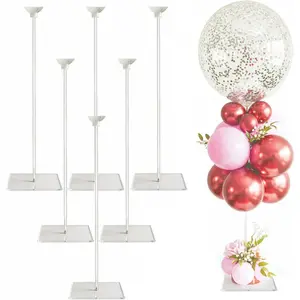 Reusable Acrylic Balloon Stand Kit – Heavy Duty Tabletop Display with Sticks and Base, Ballon Stands for Centerpieces, Centerpiece Table Decorations for Parties (6 Pack 24 inch)