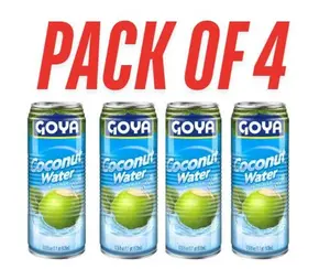 GOYA Coconut Water with Pulp – Coconut Water with Pulp, 17.6 fl oz Cans (Pack of 4) | Refreshing Tropical Coconut Drink