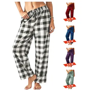 Women's Casual Loose Checkered Wide Leg Pants Low Waist Straight Lounge Y2K Gingham Trousers for mans