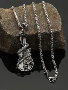 Vintage Viking Guitar Pendant Necklace, Trendy Norwegian Style Fashion Unisex Jewelry, Perfect Gift for Valentine's Day, Mother's Day, Father's Day