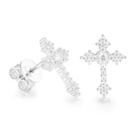 【#E235】UCCIYO Synthetic Moissanite Earrings 925 Sterling Silver Cross Earrings Men and Women Hip Hop Jewelry Party Gifts Couple Gifts  FallFreshness