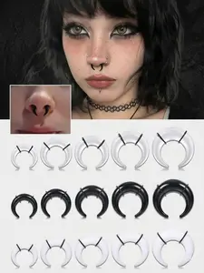 Acrylic Septum Pinchers with O-Rings, Lightweight Ear & Nose Hoop Stretching Kit, Body Piercing Tools, Safe & Durable Design