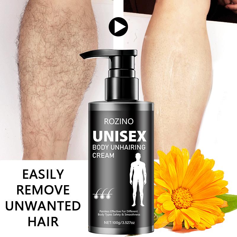 Rozino Body Hair Removal Cream 100g, Black Push Tube, Easy Apply for All Skin Types