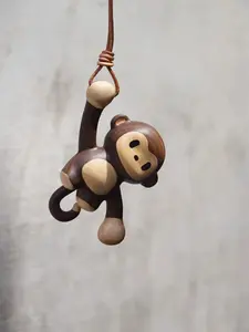 Small monkey car decorative pendant cute upscale pendant small monkey wood ornaments creative gift