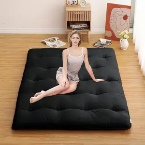 【GARVEE】Full Size Futon Mattress 54" x 80" - Roll Up Floor Mattress for Adults, Foldable Tatami Mat, Portable Japanese Floor Bed for Living Room, Camping, RV Travel, Black