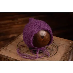 Adjustable Pointy Mohair Bonnet - Violet