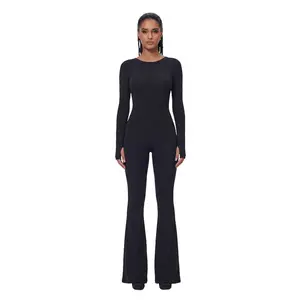 Bootcut Jumpsuit Ribbed Black