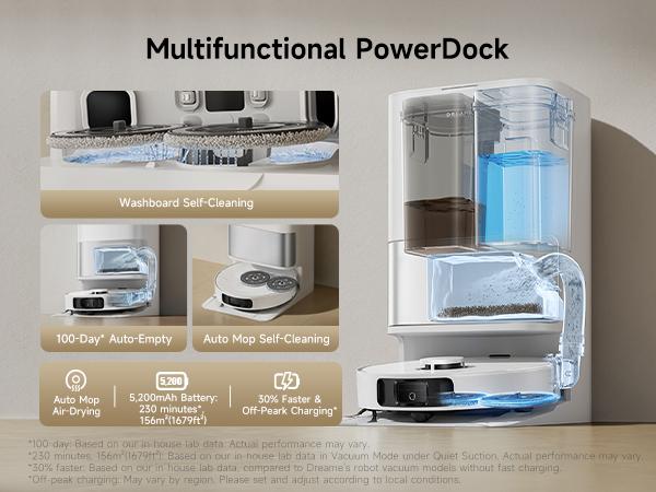 DREAME D30 Ultra Robot Vacuum and Mop, 25,000Pa Powerful Suction, All-in-One Base Station with 100 Days Auto-Empty, MopExtend Tech for Edge Cleaning, Smart Obstacle Avoidance, White