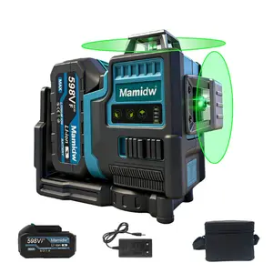 Mamidw 12-Line Self-Leveling Laser Level, 3D Green Cross Laser Level with 360° Magnetic Bracket, High-Precision Alignment Laser Measuring Tool for Wall Mounting, Tile Flooring, Construction and DIY Projects, Ideal Gift for Home Handymen