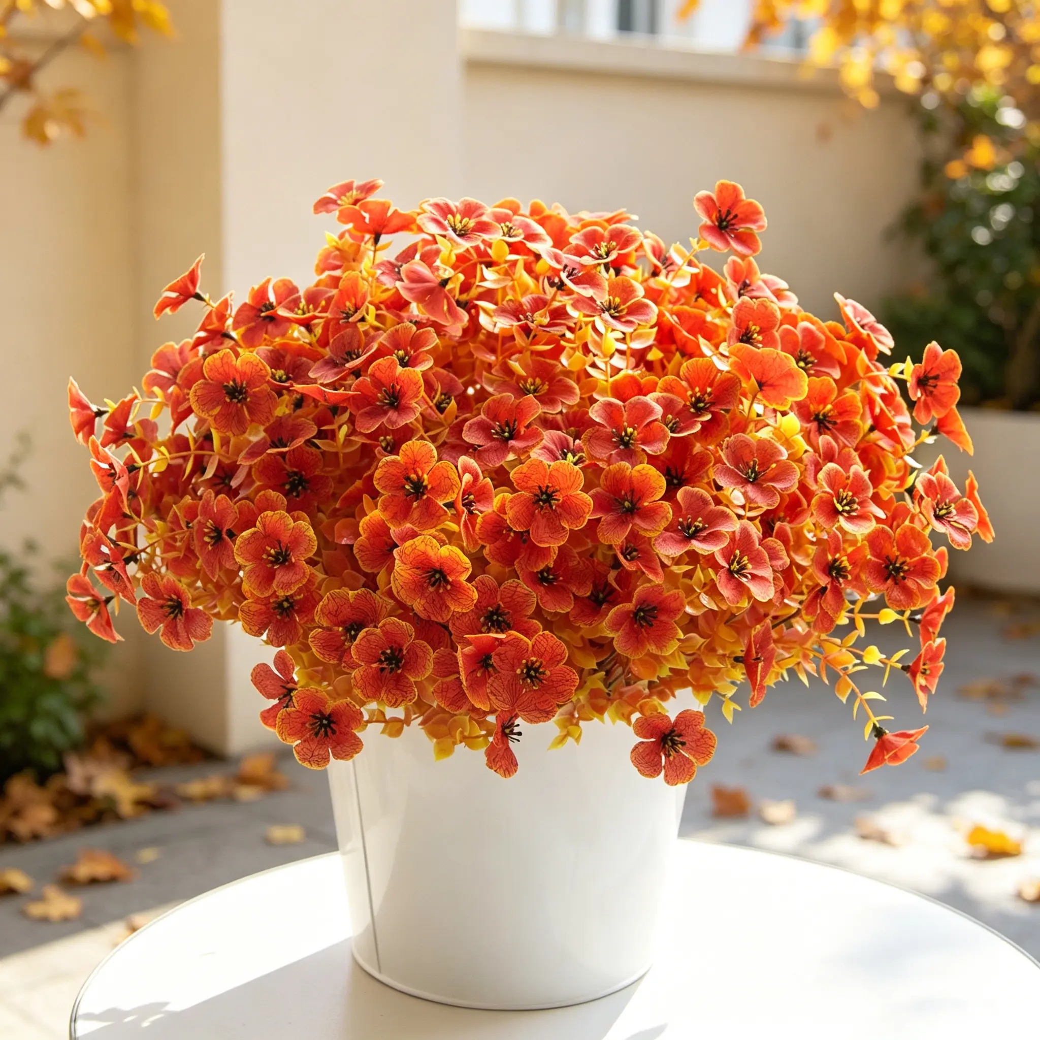 Fall Burnt Orange Artificial Violet Flowers 6/8/12 Pack, Realistic Autumn Fake Floral Stems, Faux Harvest Floral Bouquet for Front Porch Yard Patio Table Centerpiece Halloween Thanksgiving Indoor Outdoor Home Decor