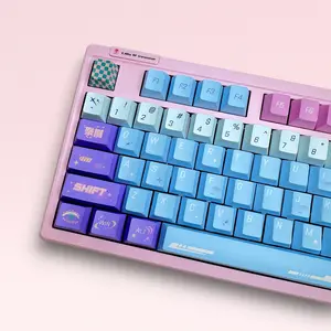 Luna Wave Blue Keycap Set, Cherry Profile, Cute Art, PBT, Cherry MX Stem, Dye-Sub Legends
