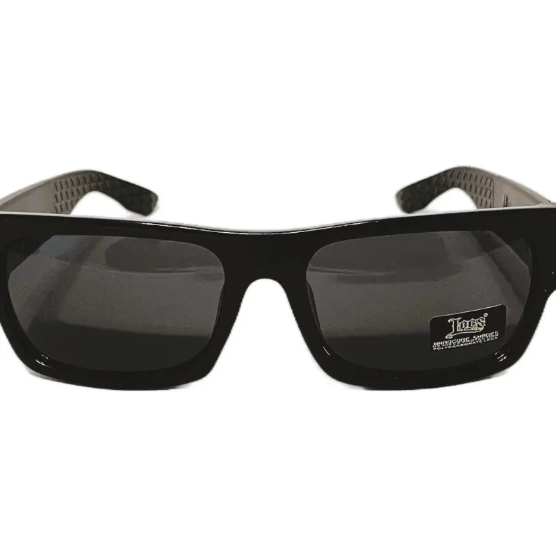 Hard-core Locs Sunglasses with Tattoo Art on Sides, Black Frame,
