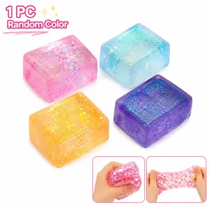 1 PC Glitter Ice Cubes - Colorful Sensory Fidget Toys for Adults & Teens, Fun Squeeze Ball for Stress Relief, Holiday and Birthday Gifts, Perfect Party Toy Gift, Easter Basket Gift