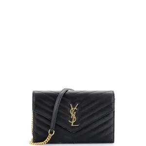 Pre-owned Yves Saint Laurent material Messenger Bags Saint Laurent Classic Monogram Wallet on Chain Matelasse Chevron Leather Small by Rebag