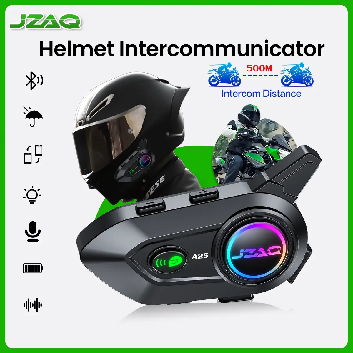 JZAQ A25 motorcycle bluetooth headset, motorbike helmet intercommunicators, helmet speaker for motorcycle riders