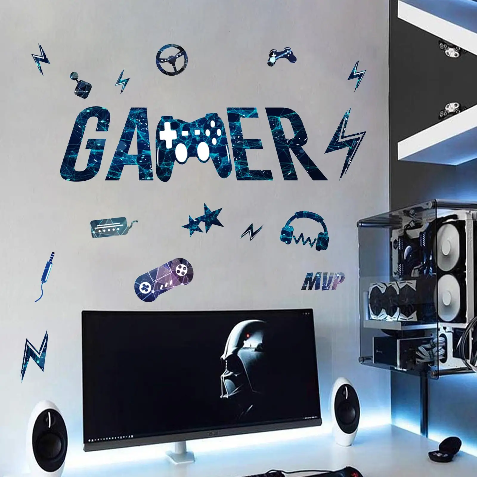 Game Series Pattern Peel & Stick Wallpaper for Bedroom Game Room Decor, Mixed Pattern Decorative Wall Sticker For Boys Room Home Playroom Decoration,