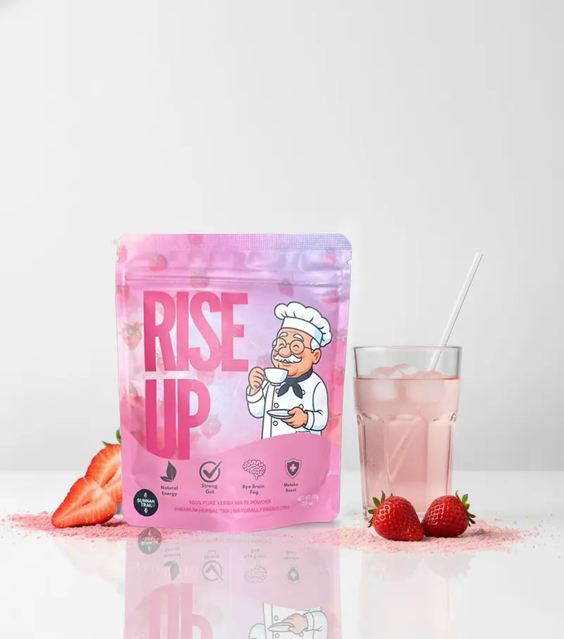 Rise Up by Sunnah Trail – Beat Fatigue and Brain Fog Naturally | Yerba Mate + L-Theanine + Lion’s Mane Instant Tea