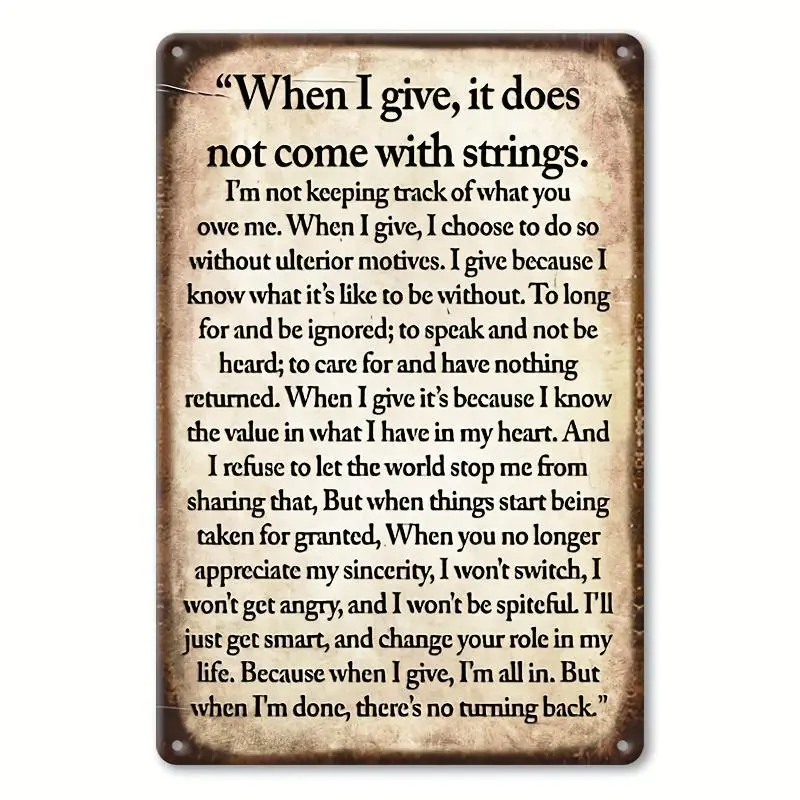 8x12 in Rectangular Minimalist Iron Wall Plaque Sign - Classic Glam Unframed Decorative Art, 2D Home & Office Decor with Inspirational Quote, Perfect Gift for Husband, Indoors, None