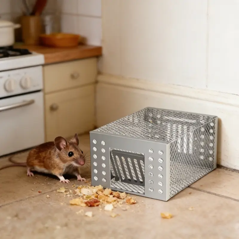 1pc Ultra-Durable Iron Mouse Cage, Humane One-Way Door Live Rat Trap Cage Home Indoor, Mice Traps