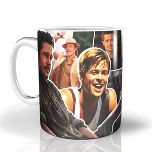 Brad Pitt White Ceramic Mug, Movie Graphic Mugs, Cute Funny Christmas Mugs for hot Coffee Tea Cup