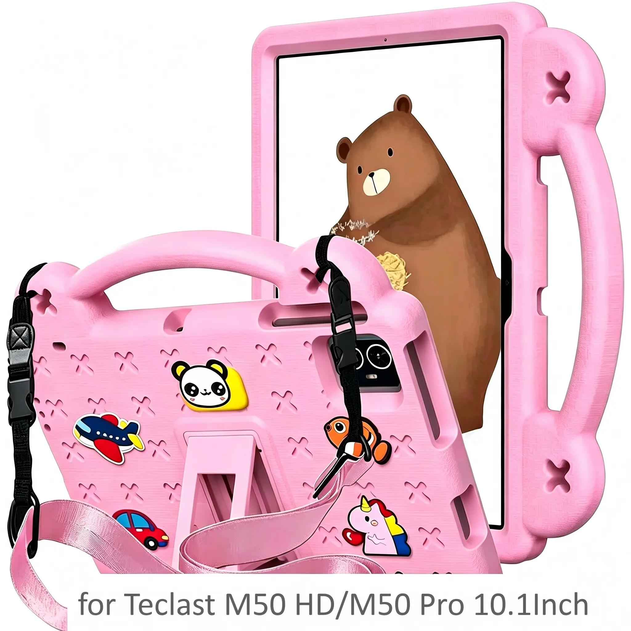 Case for Teclast M50 HD / M50 Pro 10.1 Inch EVA Shockproof - Smart Tablet Accessory with Foldable Kickstand, Handle, Detachable Adjustable Strap, Ideal for Students, Parents, Protection Accessories, Smart Tablet Accessories kids