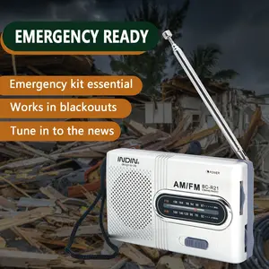 Portable Am Fm Radio with Extendable Antenna and Headphone Jack, Mini Stereo Speaker Receiver Music Player, Bc-R21 Model
