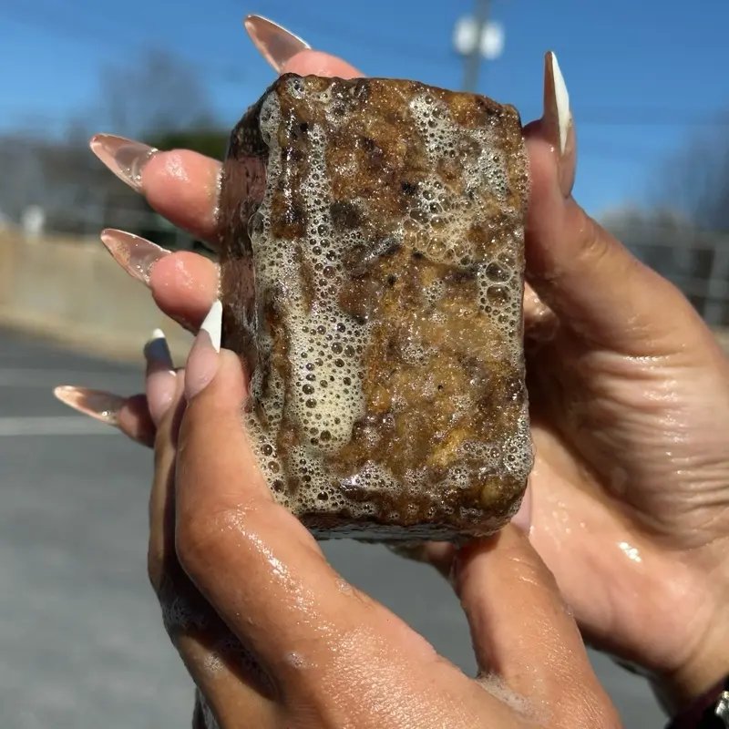 Belle's Secrets Luxury 100% Unrefined Grade A African Black Bar Soap, Acne-Fighting Shea-Infused Body Care Cleanser