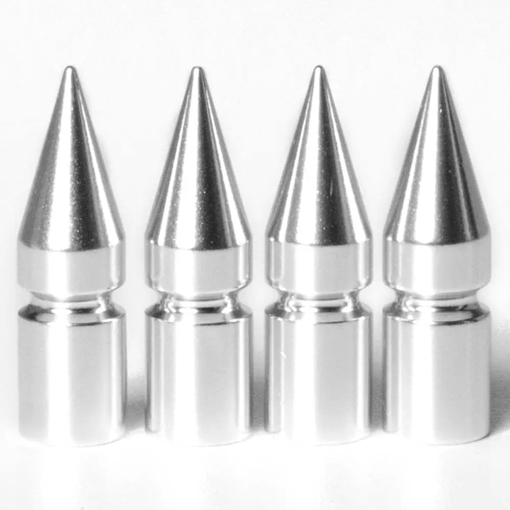 VC6 Series Silver Aluminum Spiked Valve Stem Caps (Set of 4)