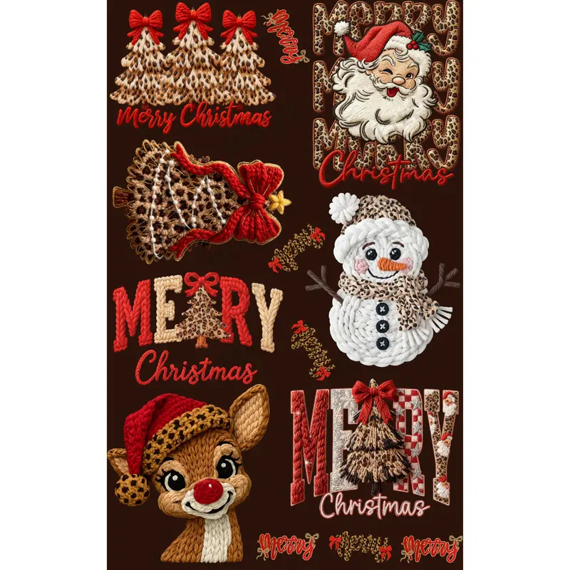 MERRY CHRISTMAS (10) PREMADE GANGSHEET - 22X36 DTF TRANSFERS - DIRECT TO FILM