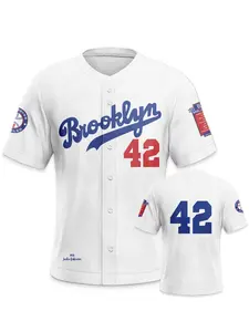 #42 Men's Baseball Fashion Sweatshirt, White Baseball Jersey, Athletic Activewear, Comfortable Fabric, Ideal for Sports Training, Perfect Gift for Sports Enthusiasts