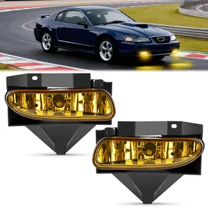Nilight 1999 2000 2001 2002 2003 2004 Ford Mustang Fog Lights Assembly Amber Lens 880 27W Bulbs