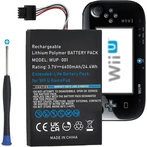 6600mAh Wii U Gamepad , Rechargeable Wii U  Replacement for  Wii U Gamepad WUP-010 WUP-012