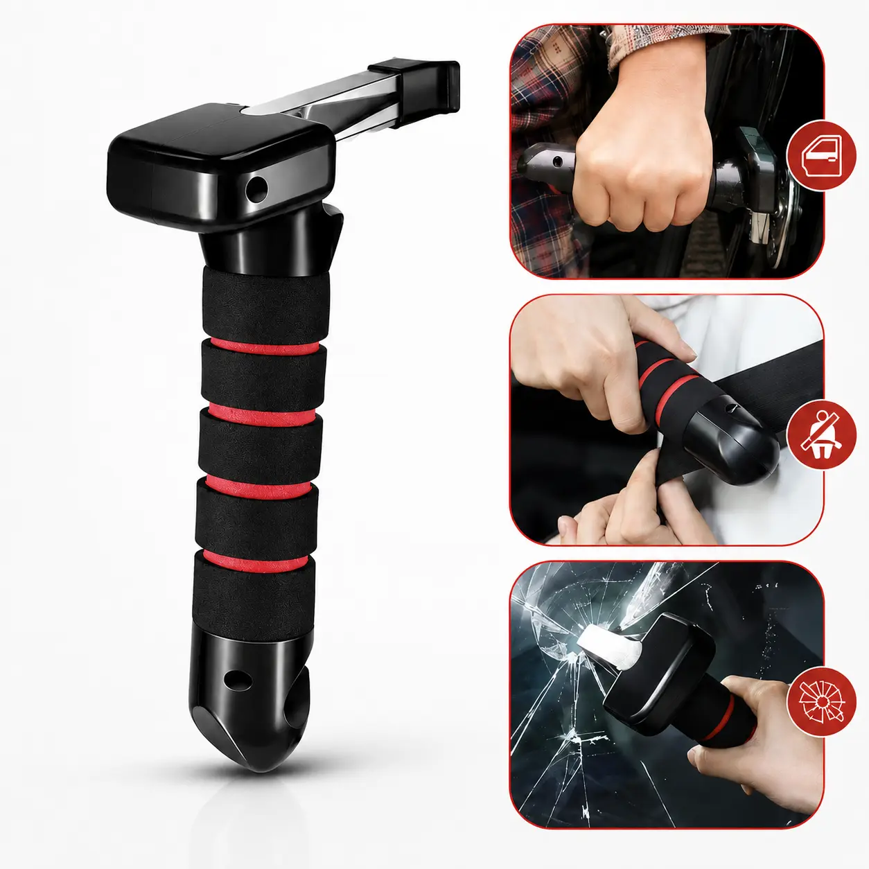 All-in-one Elderly Car Door Assist Grab Handle Kit, for Mobility-limited Elderly and Disabled Getting In & Out Automobiles, Practical Vehicle Auxiliary Gadget, Integrated Emergency Window Breaker Stable Supporting Hand Grip