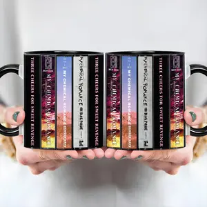 [SALE UP TO 51%] My Chemical Romance Cassette Mug, Retro Album Spines Coffee Cup, Emo Punk Rock Fan Gift, Black Parade Decor