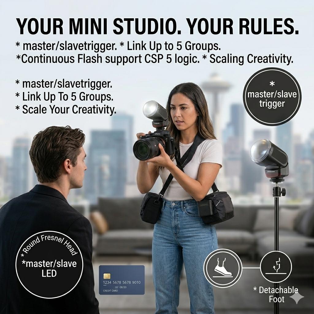 ZHENL Z1 Compact Round Head Camera Flash, Portable Fill Light for Photography & Vlog, 6500K Speedlight for Mirrorless DSLR, Universal Single Contact Hot Shoe Interface