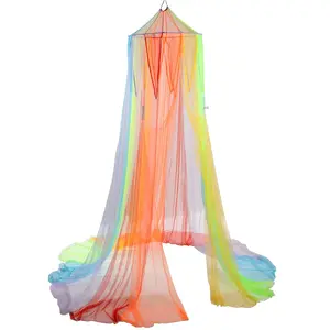 Rainbow Retreat Canopy for Kids, Hanging Multi-Colored Mesh Net for Playroom, Classroom or Bedroom