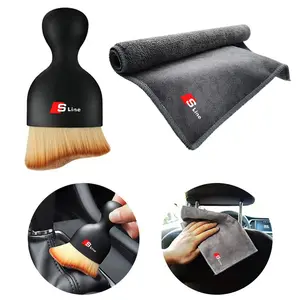 Car Microfiber Cleaning Towel Wipe Drying Cloth Clean Tools Auto Interior Cleaning Brush For Audi Sline Quattro RS S TT A1 A2 A3