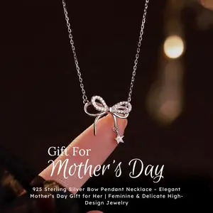 S925 Sterling Silver | Gold Bow Pendant Necklace – Elegant Mother’s Day Gift for Her | Feminine & Delicate High-Design Jewelry
