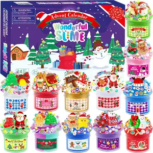Valentine Day Gift Slime Advent Calendar, Christmas Countdown Calendar 24 Days, Different Butter Slime Crystal Slime Fidget Toys & Party Favors for Girls and Boys, Non-Sticky and Safe
