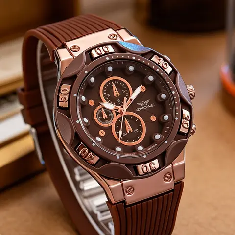 Men's Analog Wristwatch with Quartz Movement, Silicone Strap, Large Dial, Sporty Style, Fashionable Wristwatch, Perfect Gift for Birthday, Father's Day, Valentine's Day and Graduation