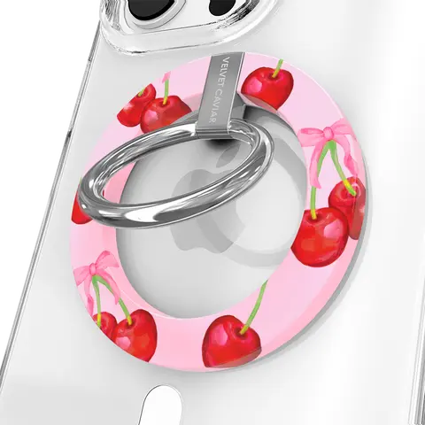 Velvet Caviar Sweet Cherry MagSafe Metal Phone Grip Holder - MagSafe Compatible Stable Accessory, Secure Hold Phone Holders & Mounts for iPhone Smartphone, Wireless-Charge OK, Hands-Free Selfie Stand