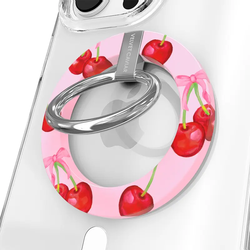 Velvet Caviar Sweet Cherry MagSafe Metal Phone Grip - Magnetic Smartphone Holder, Stable Phone Holders Accessory with Drop-Resist Hold, Wireless-Charge OK for iPhone Smartphones