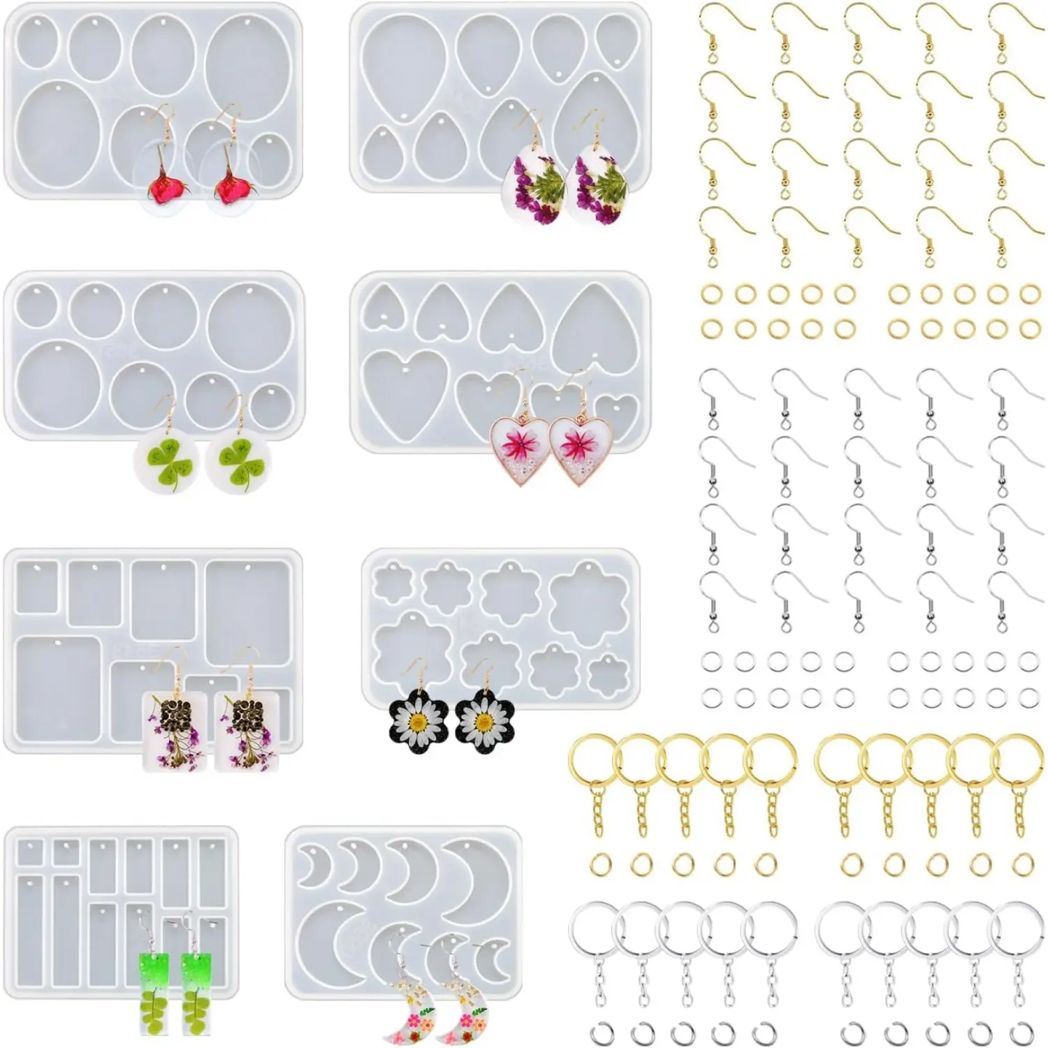 128-Piece Heart Jewelry Making Resin Molds Set - UV/Epoxy Molds with Holes for Earrings, Keychains, Necklace Pendants, Curing Projects; Ideal for Graduation, Wedding, Holiday Gifts (Home Improvement)