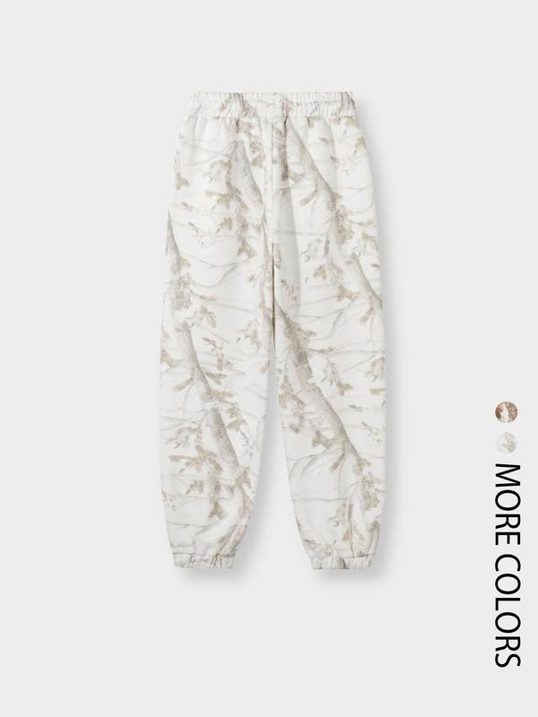 Men's & Women's Camo Leopard Print Fleece Sweatpants, Loose-Fit Casual Pants, Fall Winter Thick Knit Joggers, Baggy Jogging Pants, Elastic Waist