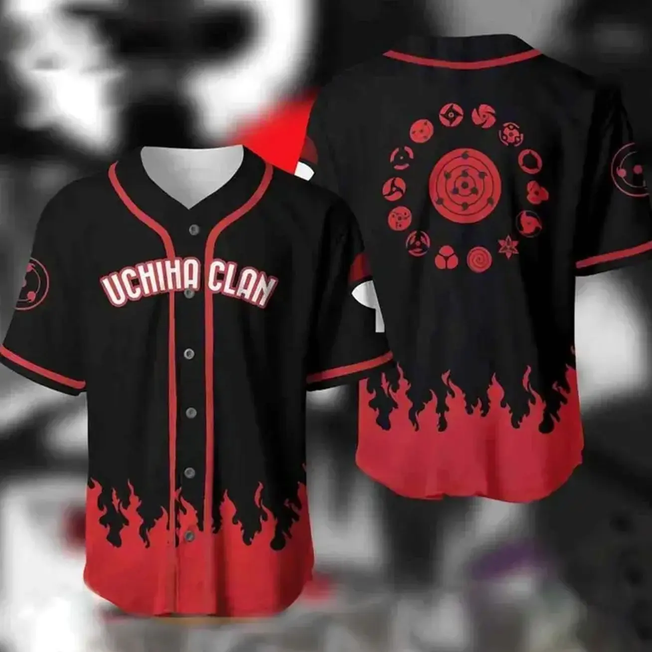 Uchiha Clan Baseball Jersey, Naruto Anime Graphic Shirt, Japanese Manga Sportswear, Shinobi Fan Apparel, Retro Unisex Style