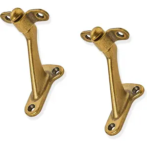 2 Pack 3 Inch Heavy Duty Antique Brass Handrail Brackets for Stairways Staircase