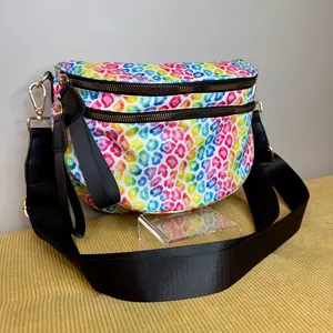 The Roni Nylon Bum Bag Crossbody - Lighter Rainbow Animal