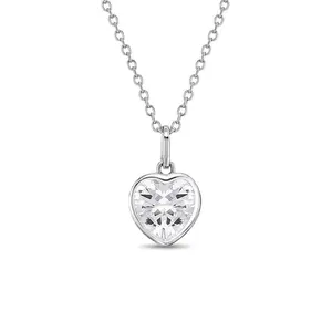 CZ Birthstone Heart Kids / Children's / Girls Pendant/Necklace - Sterling Silver